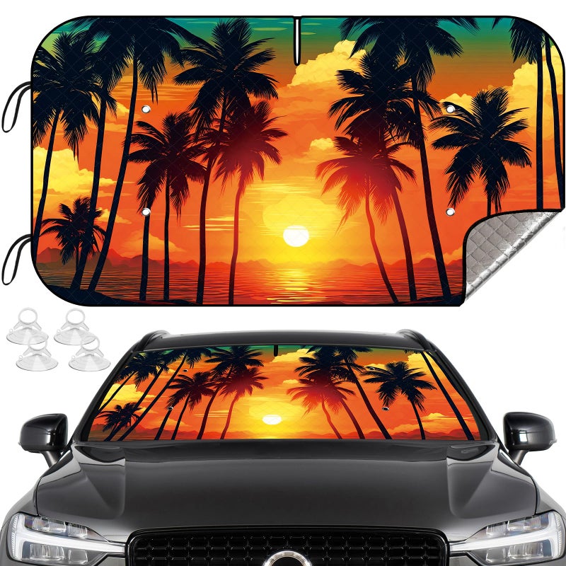 Pleneal Car Windshield Sun Shade  Foldable Windshield Cover Sunshade Front Window with Enhanced Sun Protection for Cars  SUVs  Hatchback (55"" x 29.5"") - Image 1